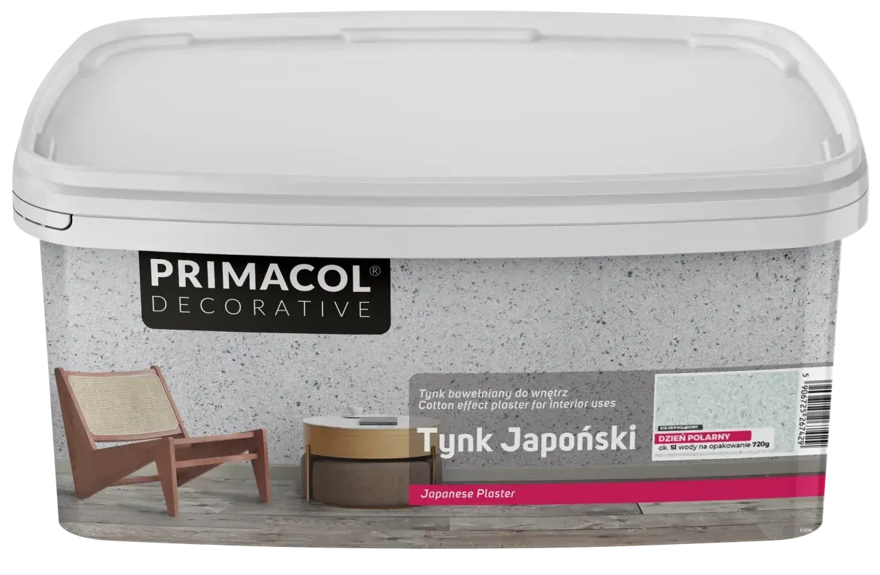 Tynk Japoński Primacol – dekoracyjna farba przeciw wilgoci. Idealna do wnętrz, nadaje efekt bawełny.