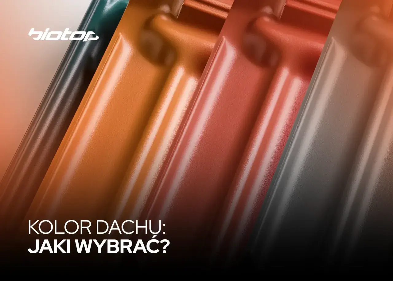 Sześć dachówek w różnych kolorach: ciemnozielony, pomarańczowy, ceglasty, rudy i grafitowy. Wybierz idealne kolory dachów dla swojego domu.